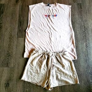 Forever 21 Womens Wild Child Outfit Shorts Set Size Medium Casual Unisex Boho